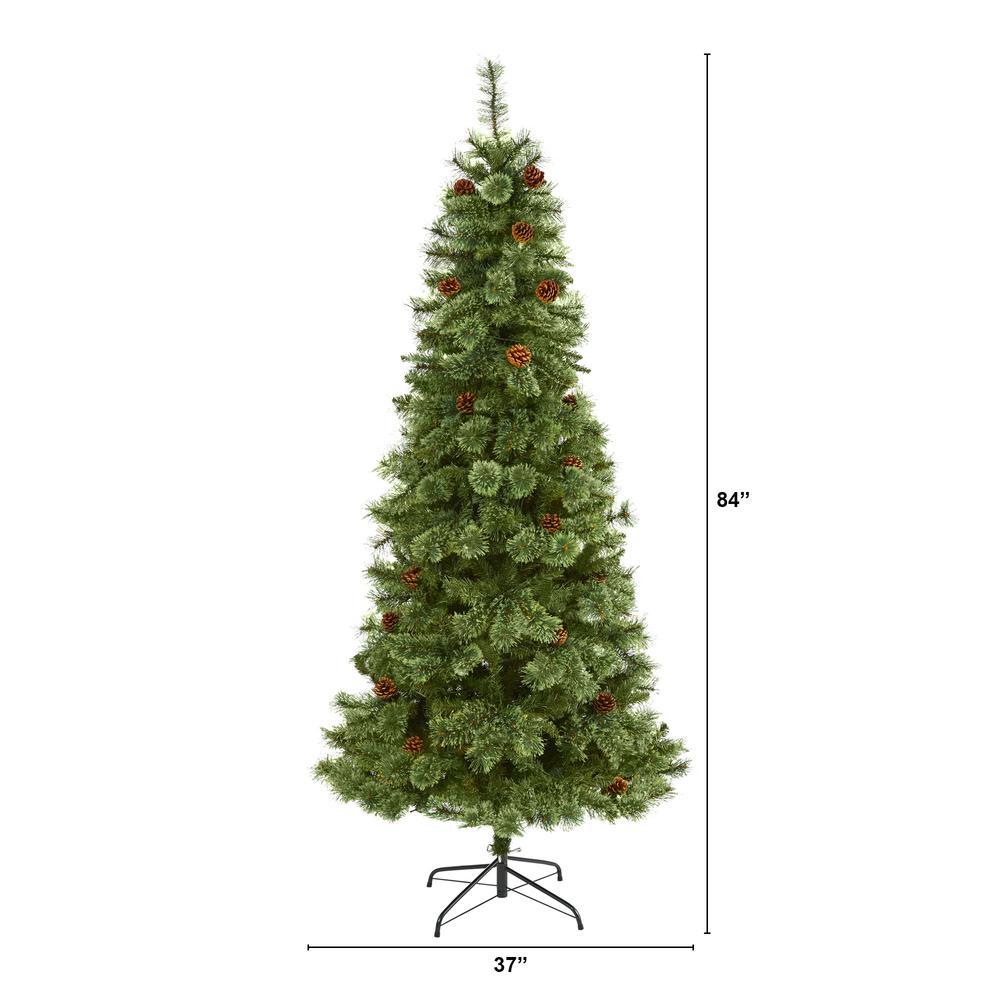 7ft. White Mountain Pine Artificial Christmas Tree with 723 Bendable Branches