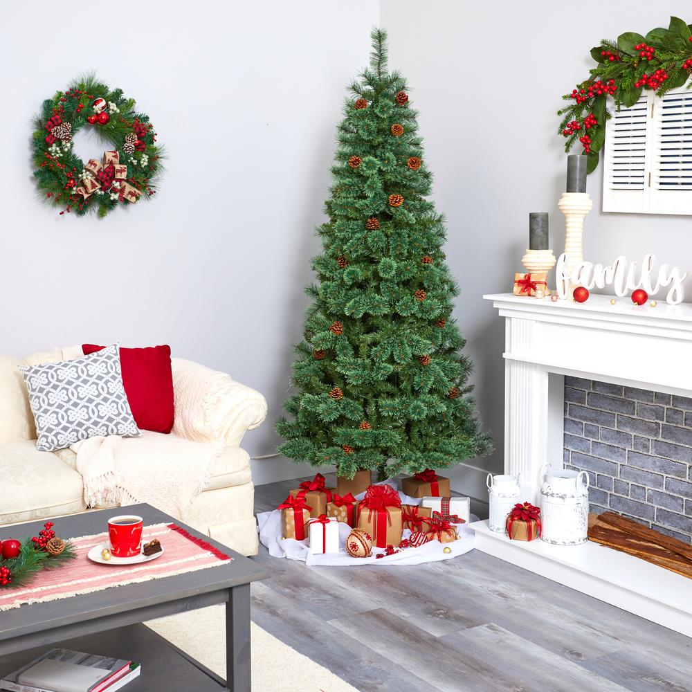 7ft. White Mountain Pine Artificial Christmas Tree with 723 Bendable Branches