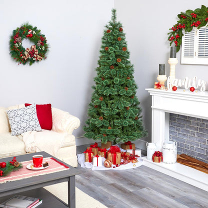 7ft. White Mountain Pine Artificial Christmas Tree with 723 Bendable Branches