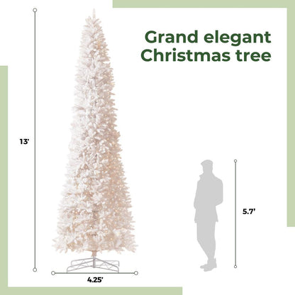 13ft. Slim White Artificial Christmas Tree with 1350 Warm White LED Lights