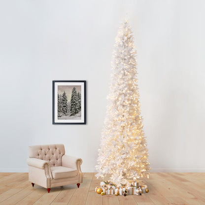 13ft. Slim White Artificial Christmas Tree with 1350 Warm White LED Lights