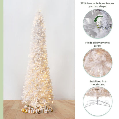 13ft. Slim White Artificial Christmas Tree with 1350 Warm White LED Lights