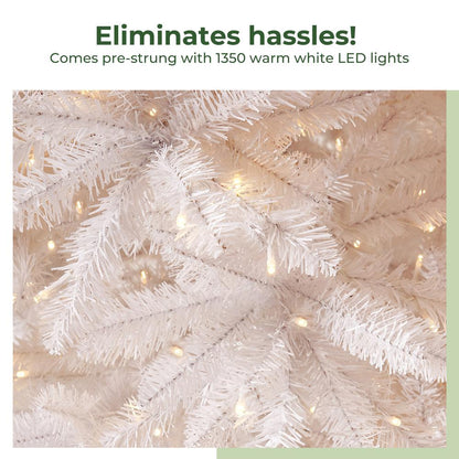13ft. Slim White Artificial Christmas Tree with 1350 Warm White LED Lights