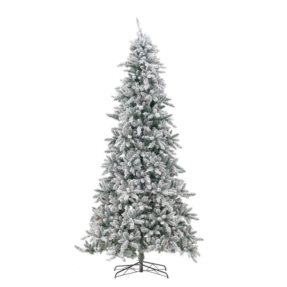 10ft. Flocked Livingston Fir Artificial Christmas Tree with Pine Cones