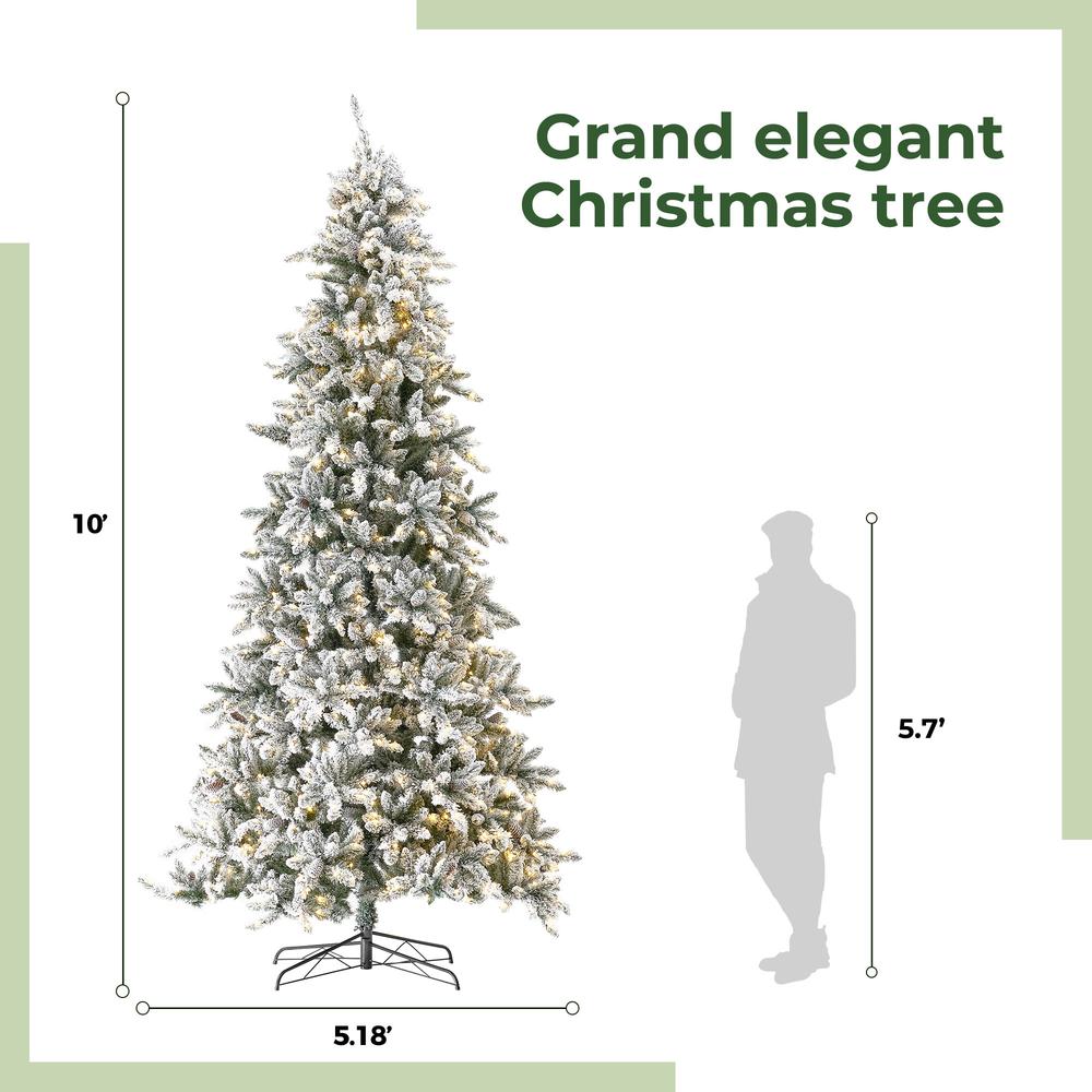 10ft. Flocked Livingston Fir Artificial Christmas Tree with Pine Cones