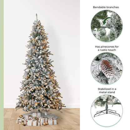10ft. Flocked Livingston Fir Artificial Christmas Tree with Pine Cones