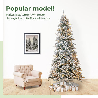10ft. Flocked Livingston Fir Artificial Christmas Tree with Pine Cones