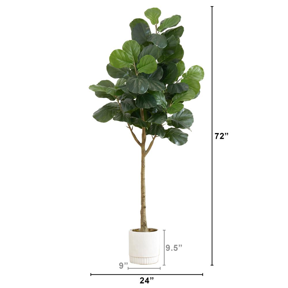 6ft. Artificial Fiddle Leaf Fig Tree with White Decorative Planter