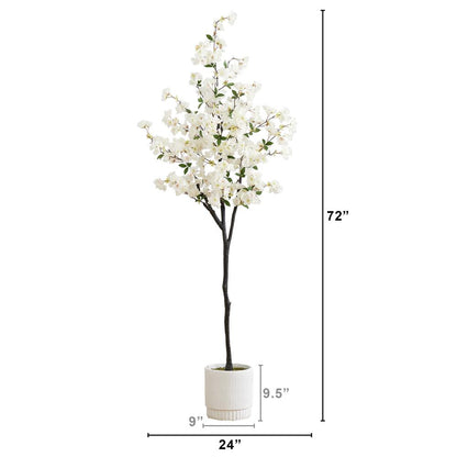 6ft. Artificial Cherry Blossom Tree with White Decorative Planter