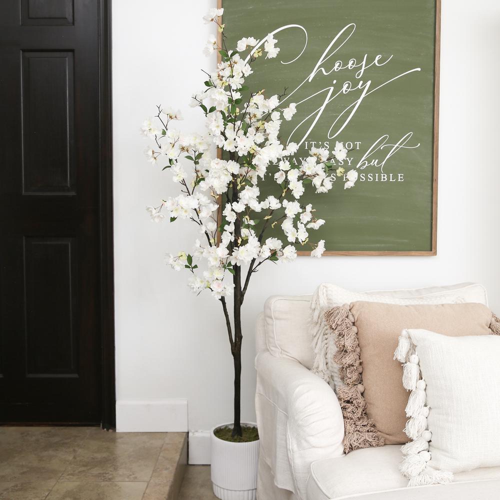 6ft. Artificial Cherry Blossom Tree with White Decorative Planter