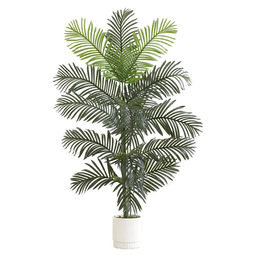 6ft. Artificial Paradise Palm with White Decorative Planter