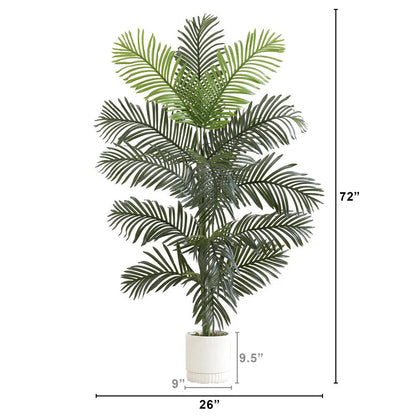 6ft. Artificial Paradise Palm with White Decorative Planter