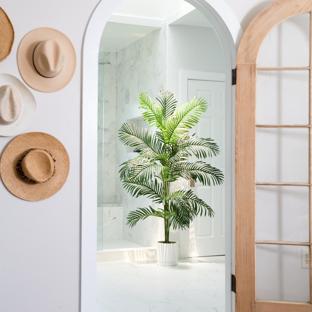 6ft. Artificial Paradise Palm with White Decorative Planter