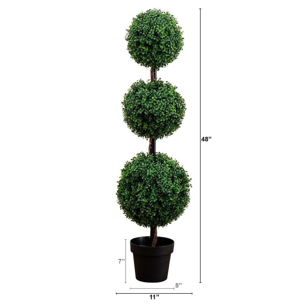 4ft. Artificial Triple Ball Boxwood Topiary Tree (Indoor/Outdoor)