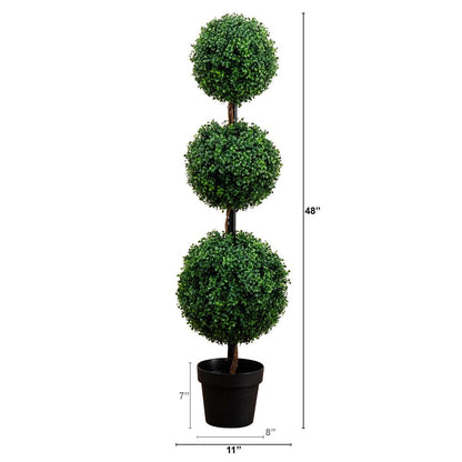 4ft. Artificial Triple Ball Boxwood Topiary Tree (Indoor/Outdoor)