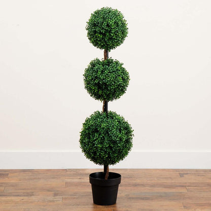 4ft. Artificial Triple Ball Boxwood Topiary Tree (Indoor/Outdoor)