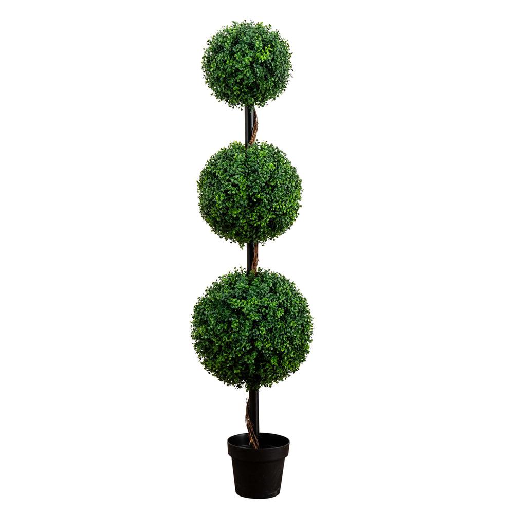 5ft. Artificial Triple Ball Boxwood Topiary Tree (Indoor/Outdoor)