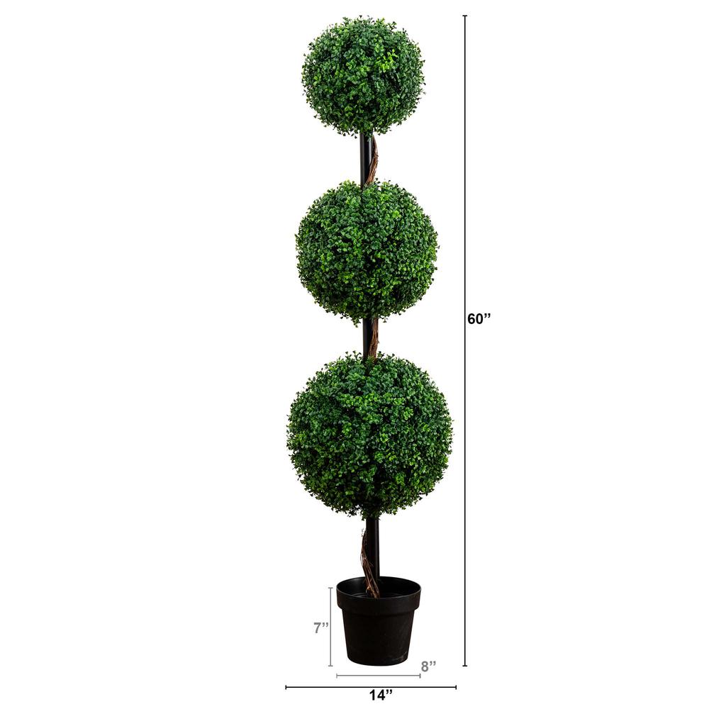 5ft. Artificial Triple Ball Boxwood Topiary Tree (Indoor/Outdoor)