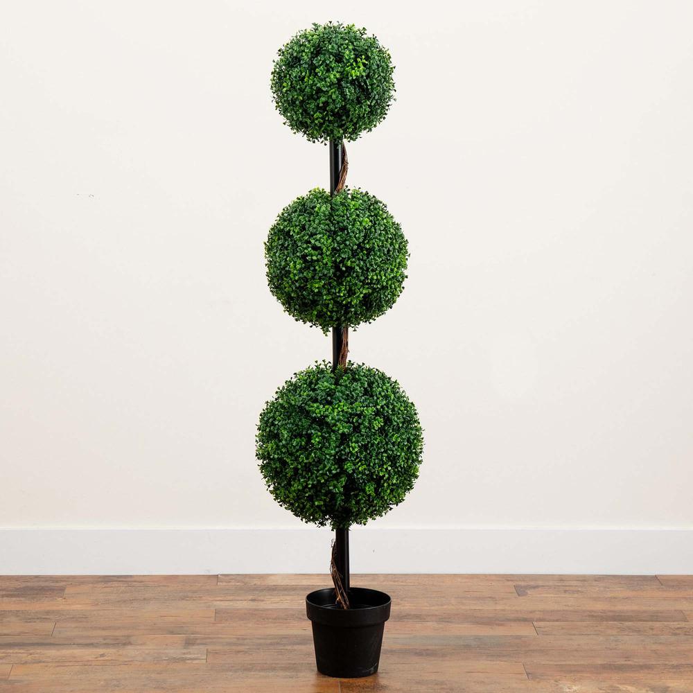 5ft. Artificial Triple Ball Boxwood Topiary Tree (Indoor/Outdoor)