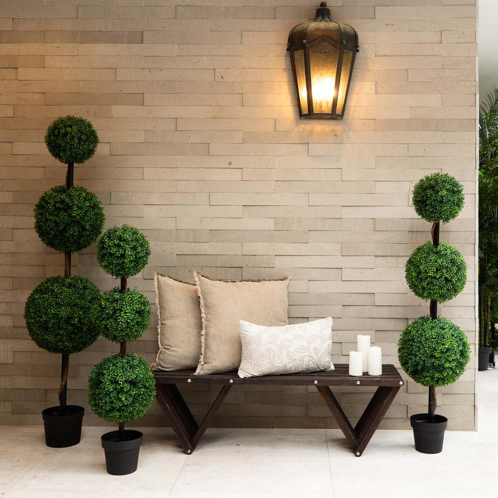 5ft. Artificial Triple Ball Boxwood Topiary Tree (Indoor/Outdoor)