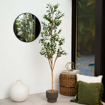 6ft. Artificial Olive Tree with Natural Trunk
