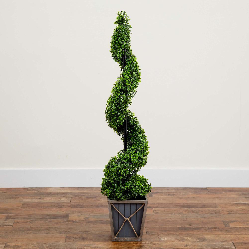 Boxwood Spiral Topiary Tree with LED Lights in Decorative Planter
