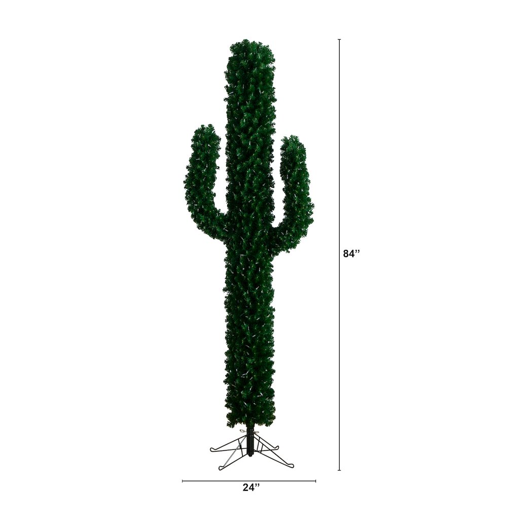 7ft. Pre-Lit Artificial Cactus Christmas Tree with 500 Micro LED Lights