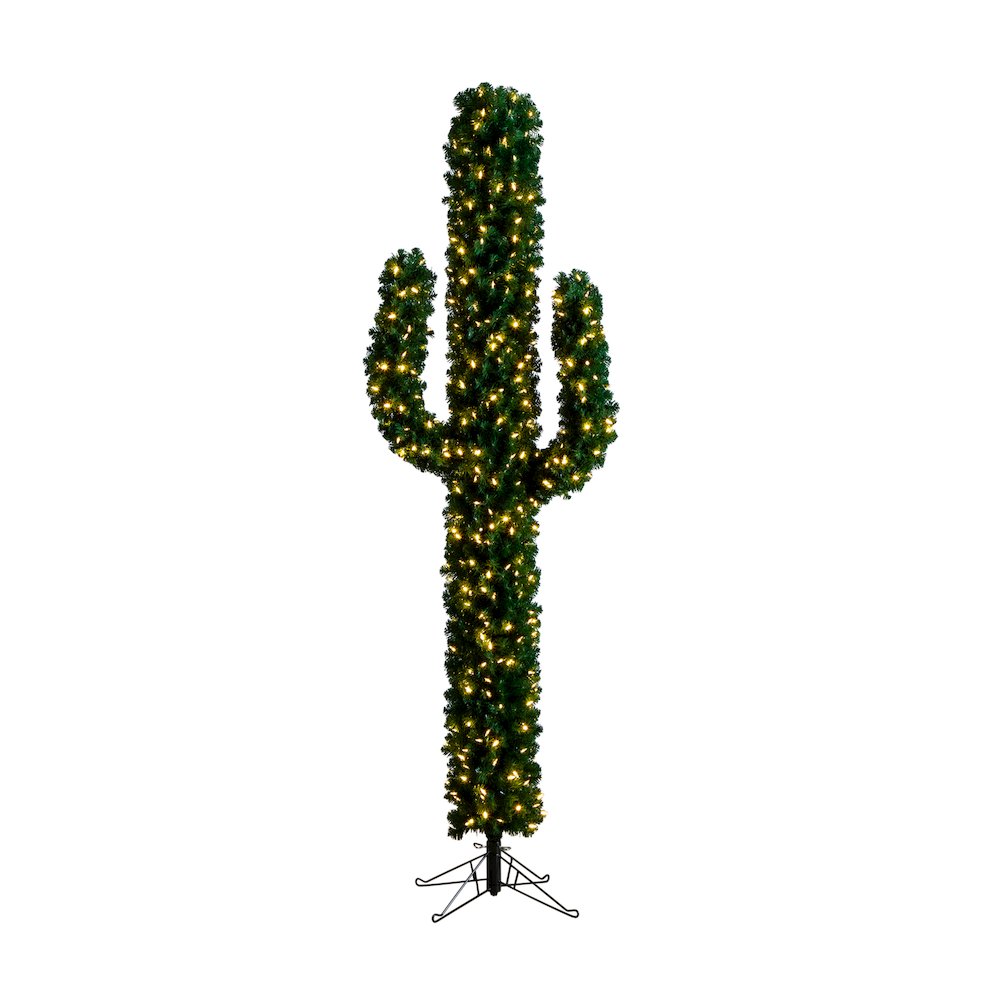 7ft. Pre-Lit Artificial Cactus Christmas Tree with 500 Micro LED Lights