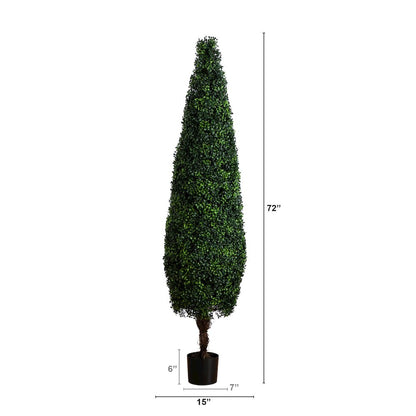 6ft. UV Resistant Artificial Boxwood Topiary Cone Tree (Indoor/Outdoor)