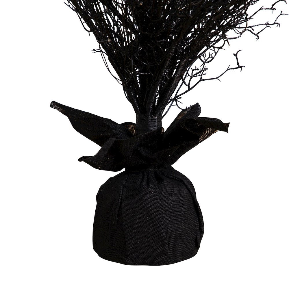 5ft. Pre-Lit Halloween Black Twig Artificial Fall Tree in Burlap Planter