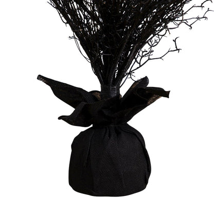 5ft. Pre-Lit Halloween Black Twig Artificial Fall Tree in Burlap Planter