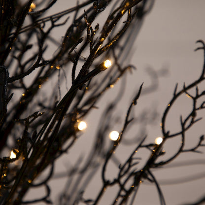5ft. Pre-Lit Halloween Black Twig Artificial Fall Tree in Burlap Planter