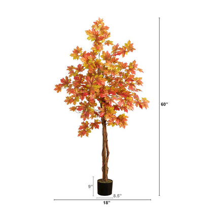 5ft. Autumn Deluxe Maple Artificial Fall Tree