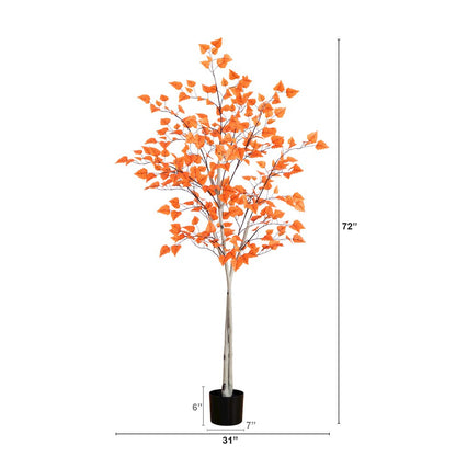6ft. Autumn Paper Birch Artificial Fall Tree