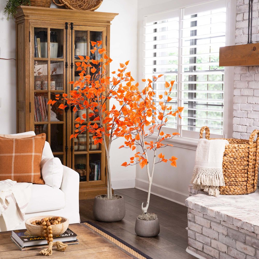 6ft. Autumn Paper Birch Artificial Fall Tree