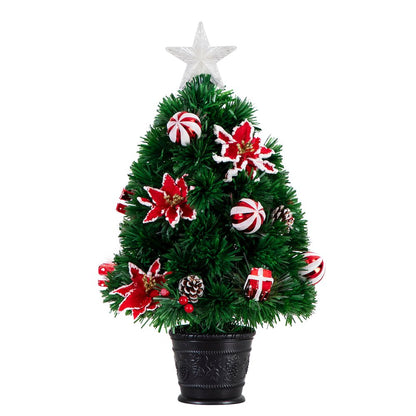 24in. Pre-Lit Fiber Optic Artificial Christmas Tree with Ornaments