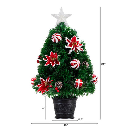 24in. Pre-Lit Fiber Optic Artificial Christmas Tree with Ornaments
