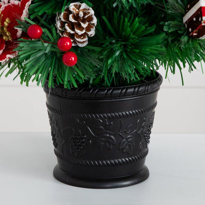 24in. Pre-Lit Fiber Optic Artificial Christmas Tree with Ornaments