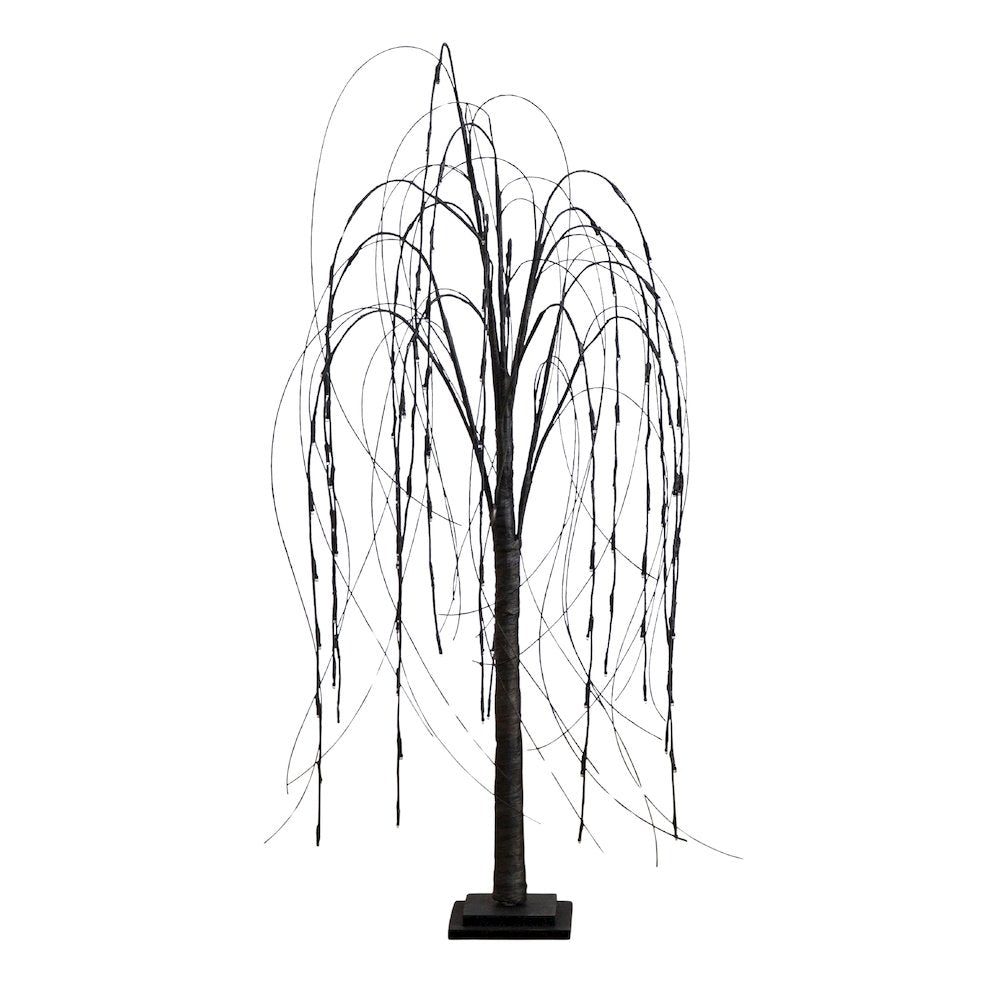 4ft. Pre-Lit Halloween Black Willow Artificial Fall Tree with 120 Orange