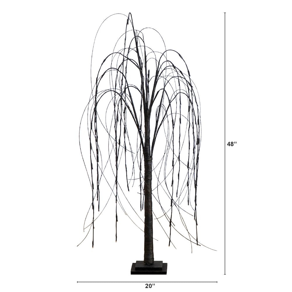 4ft. Pre-Lit Halloween Black Willow Artificial Fall Tree with 120 Orange