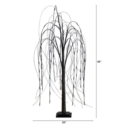 4ft. Pre-Lit Halloween Black Willow Artificial Fall Tree with 120 Orange