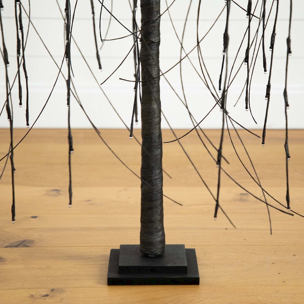 4ft. Pre-Lit Halloween Black Willow Artificial Fall Tree with 120 Orange