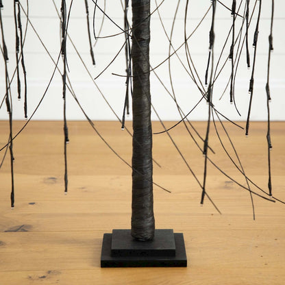 4ft. Pre-Lit Halloween Black Willow Artificial Fall Tree with 120 Orange