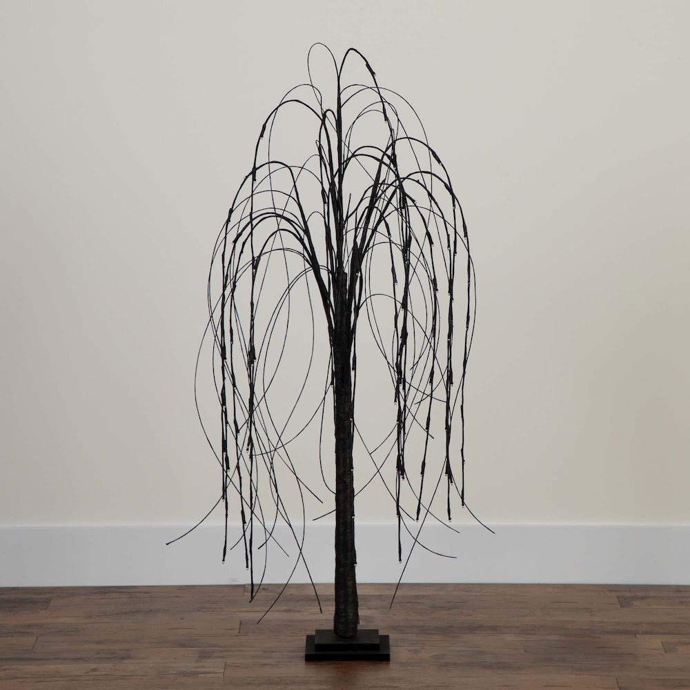 4ft. Pre-Lit Halloween Black Willow Artificial Fall Tree with 120 Orange