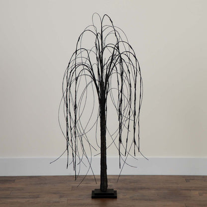 4ft. Pre-Lit Halloween Black Willow Artificial Fall Tree with 120 Orange