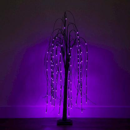 4ft. Pre-Lit Halloween Black Willow Artificial Fall Tree with 120 Orange