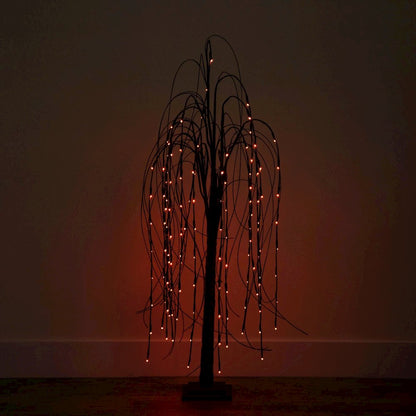 4ft. Pre-Lit Halloween Black Willow Artificial Fall Tree with 120 Orange