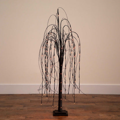 4ft. Pre-Lit Halloween Black Willow Artificial Fall Tree with 120 Orange