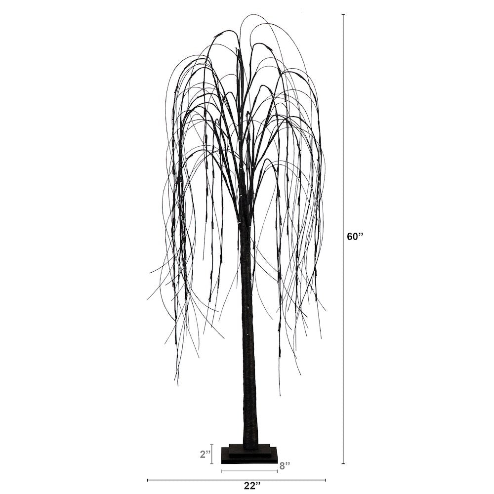 5ft. Pre-Lit Halloween Black Willow Artificial Fall Tree with 144 Orange