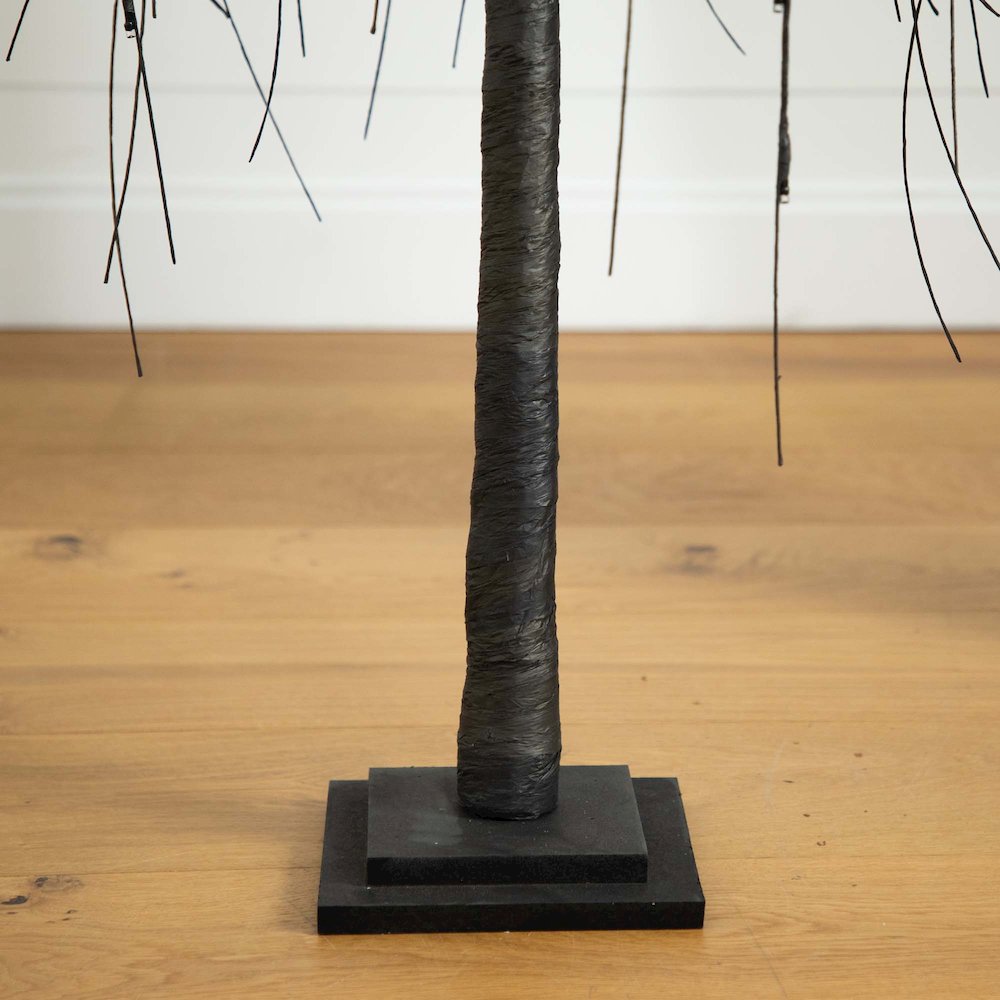 5ft. Pre-Lit Halloween Black Willow Artificial Fall Tree with 144 Orange
